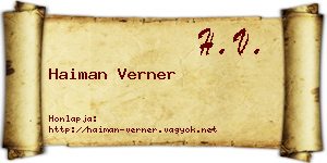 Haiman Verner névjegykártya